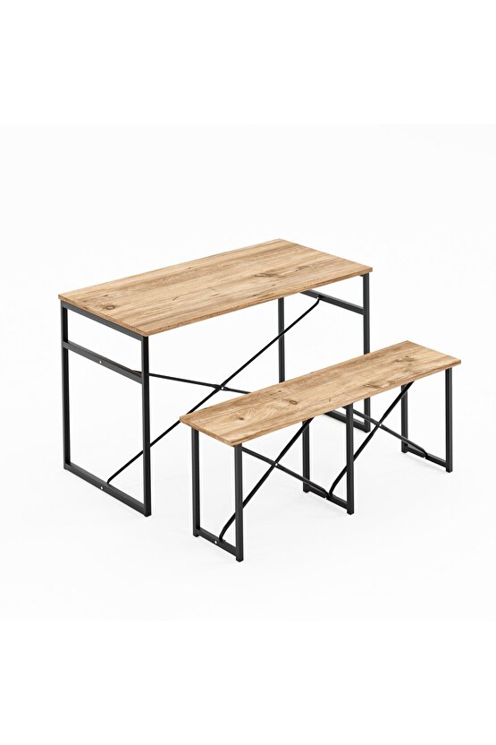 Masa Takımı Bench Bank Masa Seti 120x60 Masa Mutfak Masası Yemek Masası 1228