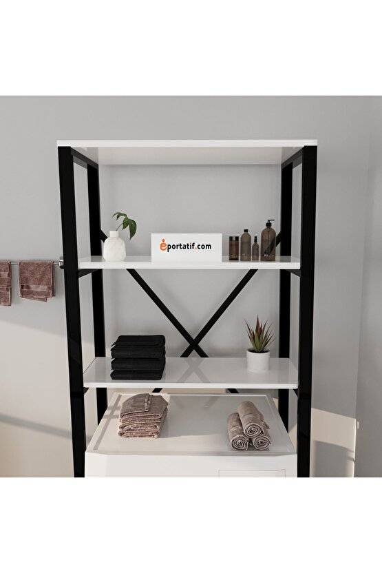 Çamaşır Makinesi Üstü Düzenleyici Raf Banyo Dolabı Rafı Makina Üstü Dolap Raf Beyaz