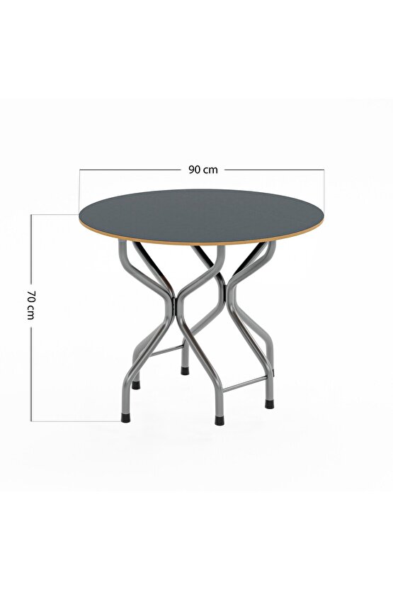 Mutfak Masa Sandalye Takımı Bahçe Yemek Masa Seti Yuvarlak Füme 1052