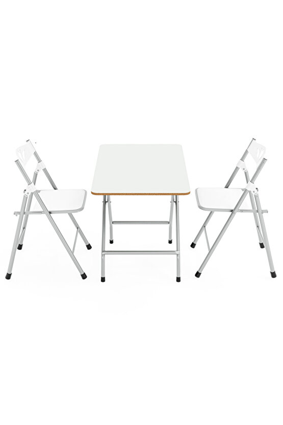 50x80 Beyaz Katlanır Masa Ve 2 Adet Sandalye Seti 1130