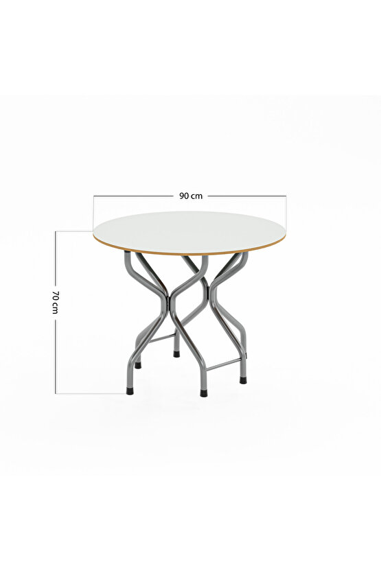 Mutfak Masa Sandalye Seti Bahçe Yemek Masa Seti Yuvarlak Beyaz 1050