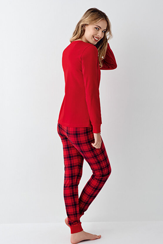 Kadın Kırmızı Pijama Takımı