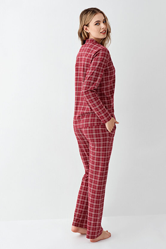 Kadın Bordo Gömlek Pijama