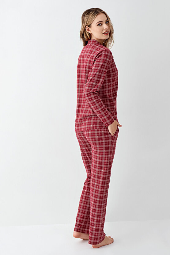 Kadın Bordo Gömlek Pijama