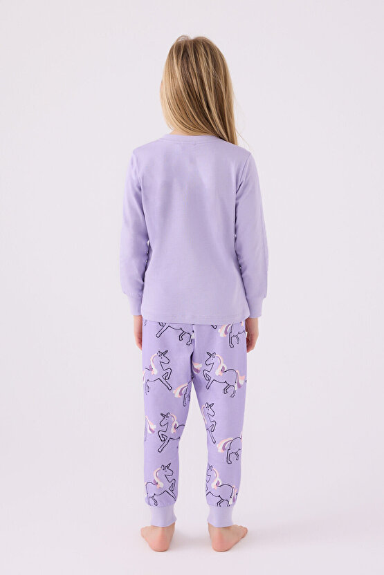 Kız Çocuk Mor Pijama Takımı
