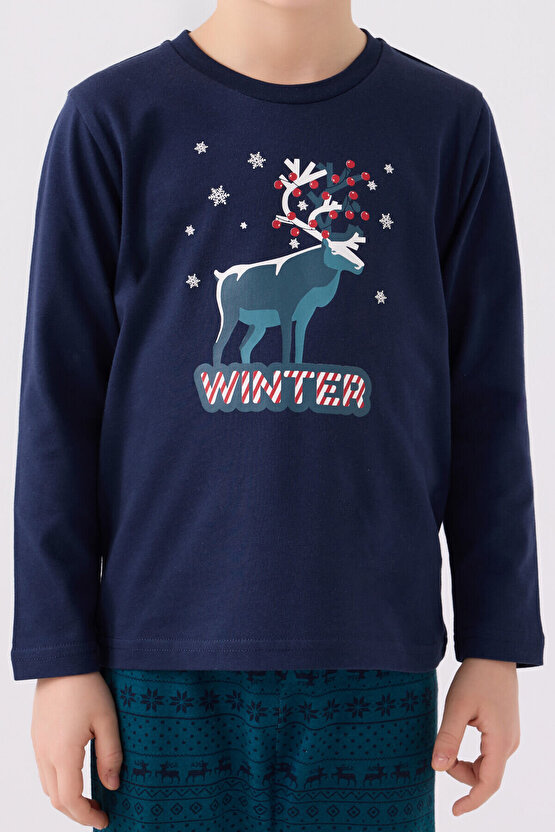 Erkek Çocuk Lacivert Pijama Takımı