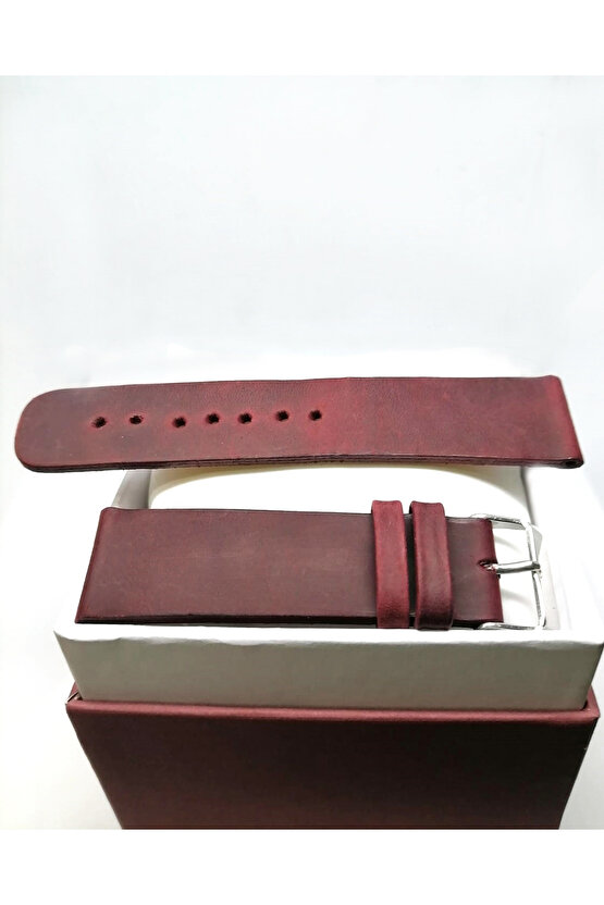 & Fosil Uyumlu Greyzı Deri Saat Kordonu 22 mm ( 393 )