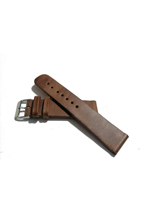 & Fosil Uyumlu Greyzı Deri Saat Kordonu 22 mm ( 392 )