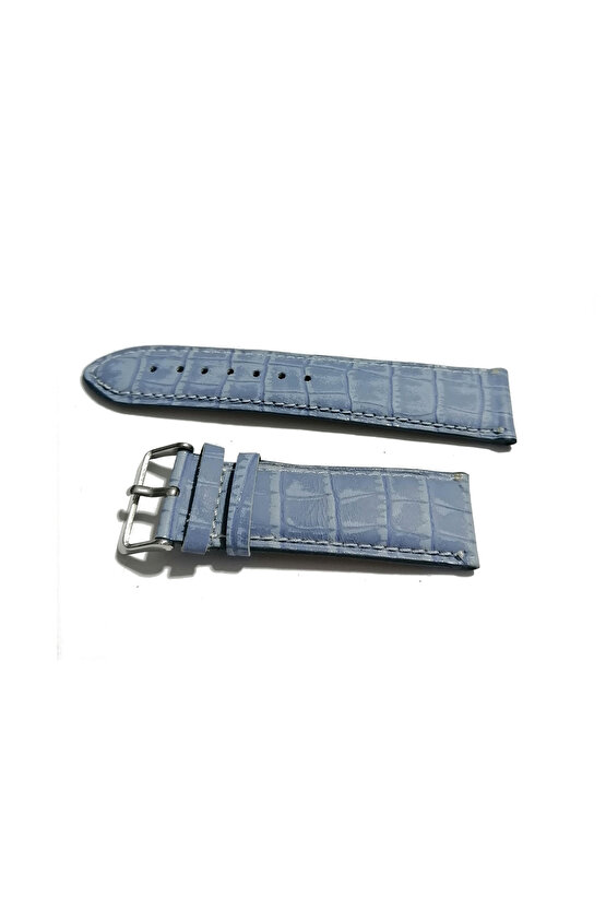 & Her Saate Uyumlu Hakiki Deri Saat Kordonu MAVİ 24 mm (389 )