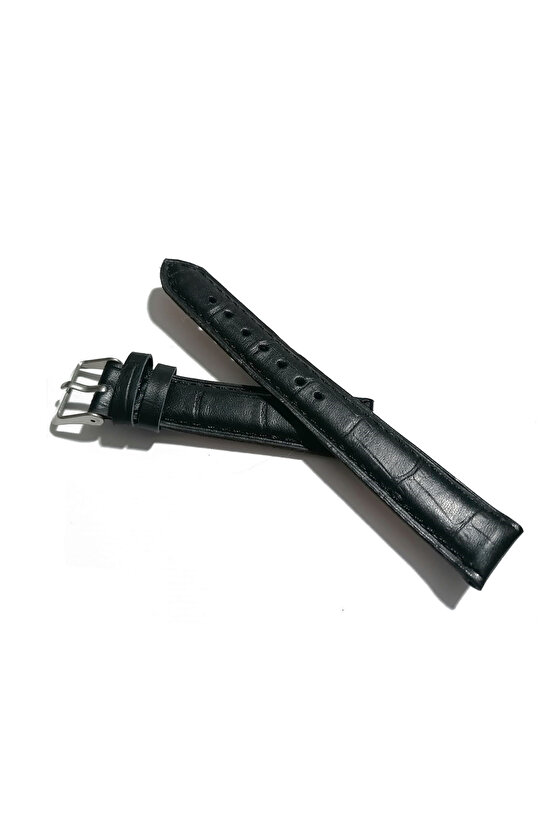 Klasik Saat Deri Kordon Saat Kayışı Siyah - Croco 18 mm (313 )