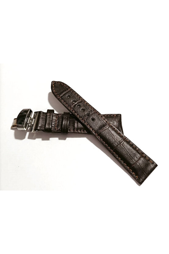 &Hertür Saate &Uygun Kelebek Toka 18 MM koyu kahve kordon (269) gumuş toka