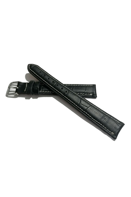 Hertürlü &Saate uygun Beyaz Dikişli croko  Hakiki Dana derisi  18 mm  Uzun  Kayış (198)