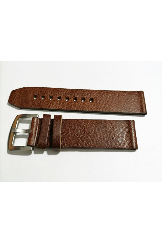 &Her Saate Uyumlu Hakiki Grizi Deri Saat Kordonu 22  mm  (164 )  kahve