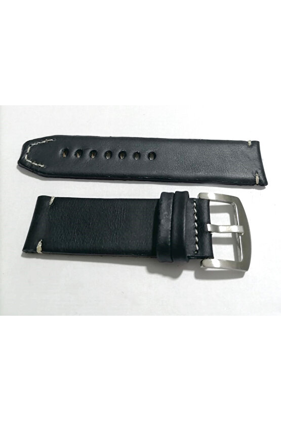 Greyzi Deri Fosil & Her Saate Uygun Saat Kordonu 24 mm kahve   (137 )Koyu mavi