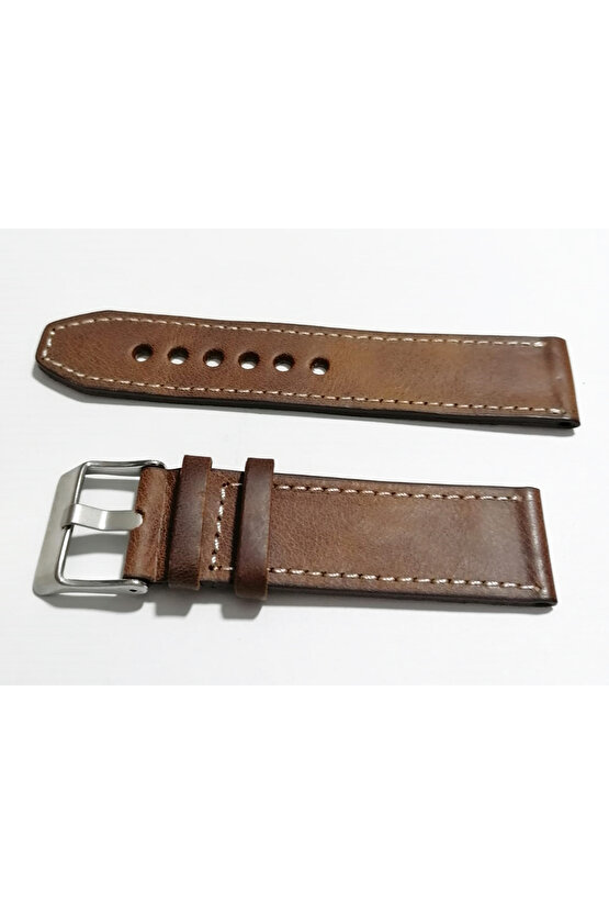 & Fosil  Uyumlu &Her Saate Uyumlu greyzi  Deri Saat Kordonu 24  mm  (86)  kahve