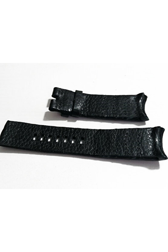 Dizel uyumlu El Yapımı hakiki  Deri Saat Kordonu 24 tırnaklı  siyah