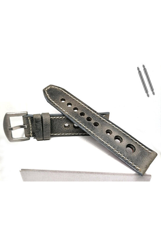 Tissot & Fossil & Panaray  Uyumlu Crayz Hakiki  Deri  24 mm  GRİ