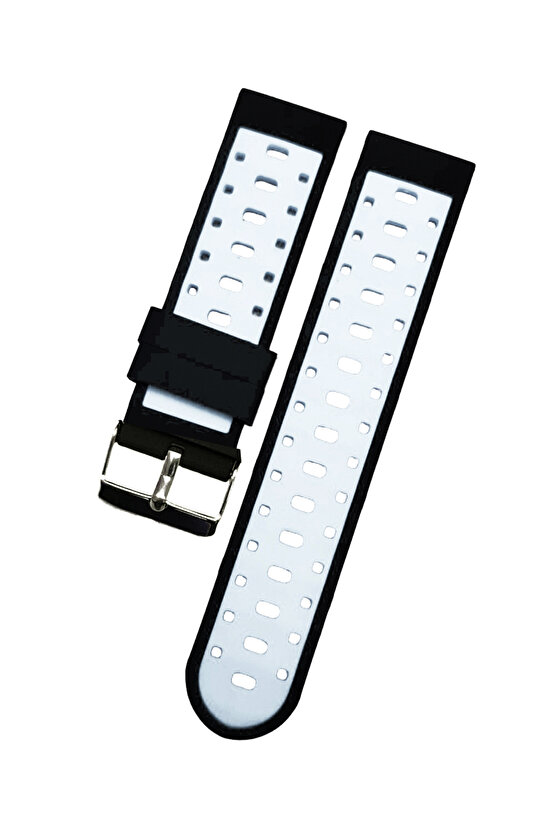 22 mm akilli-saat-icin-22mm--desenli-siyah beyaz -silikon-saat-kordonu- 11111