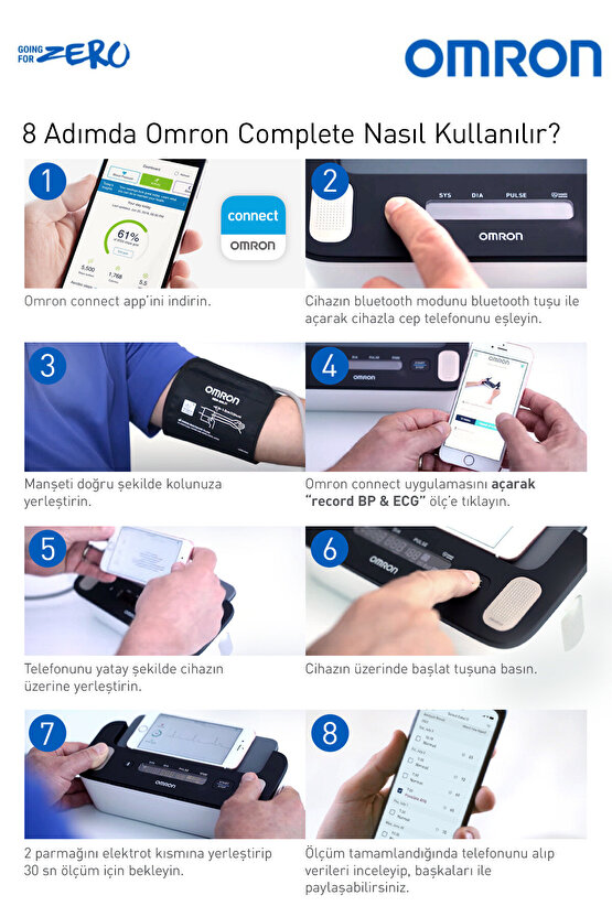 Complete Akıllı Tansiyon ve EKG Ölçüm Cihazı Pilli – Bluetooth, AFib Göstergeli, 5 Yıl Garantili