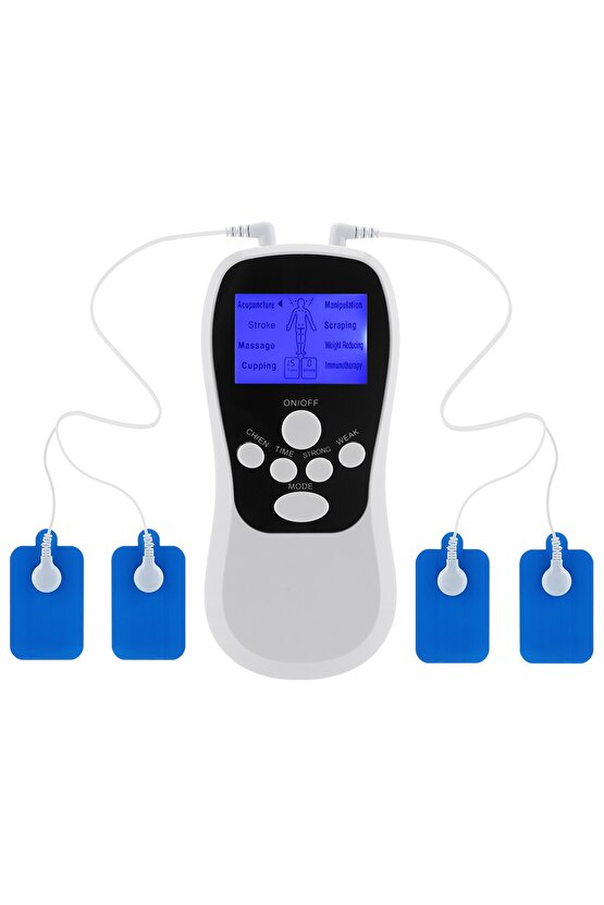 Çift Kanallı 4 Pedli Taşınabilir Fizik Tedavi Tens Cihazı Mini Tens Masaj Aleti