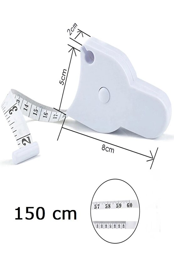 HR Vücut Ölçüm Cetveli Mezura Çok Amaçlı Bel Kalça Göğüs Bacak 150 Cm