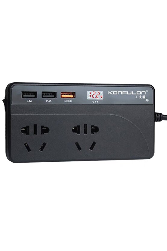 12 - 24 Volt Çakmaklıktan 220 Volta Yükselten İnvertör Şarj Cihazı 200 Watt BSN6-45T3