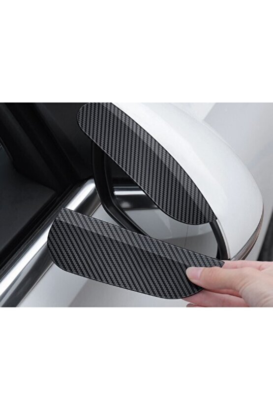 Aveo 2 Adet Araba Ayna Yağmur Koruyucu Siper Karbon Desenli