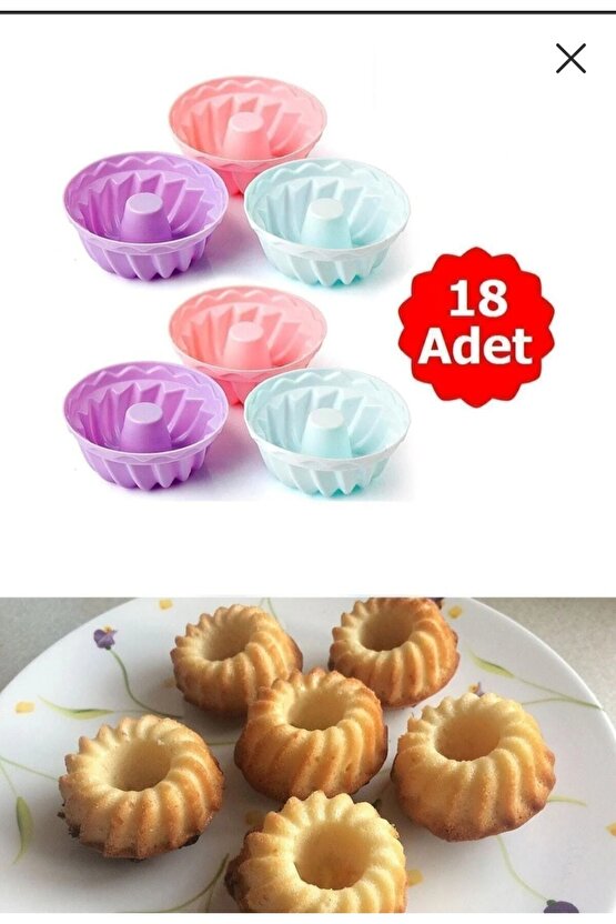Silikon Mini Kek Kalıbı 18 Parça Muffin Kek Kalıbı