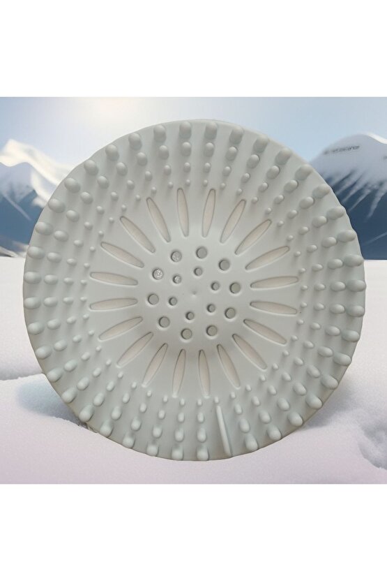 Lavabo Süzgeci Kaymaz Yuvarlak Silikon Süzgeç Kırık Beyaz