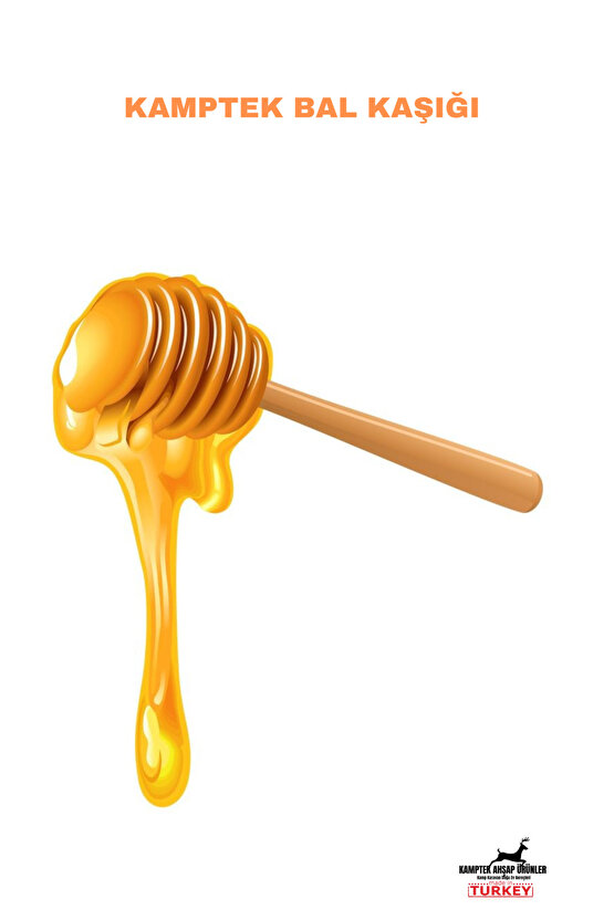 Kamptek Ahşap Organik Ahşap Bal Kaşığı Kayın Ağacı 2 Adet 15 Cm