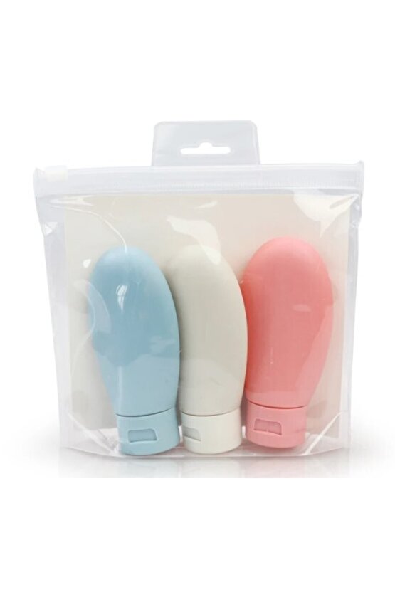 Seyahat Tipi Doldurulabilir Krem Şampuan Kutusu 3 lü Set