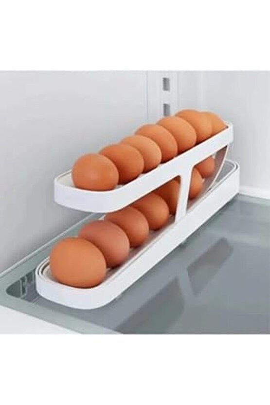 2 Katlı Otomatik Buzdolabı Yumurta Standı Yumurtalık Rafı Saklama Kabı Buzdolabı Organizer 1153473