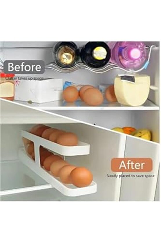 2 Katlı Otomatik Buzdolabı Yumurta Standı Yumurtalık Rafı Saklama Kabı Buzdolabı Organizer 1153473