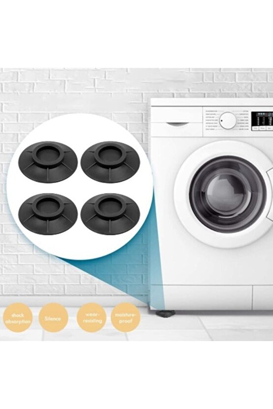 Çamaşır Makinesi Titreşim Engelleyici Stoper Siyah 4 Lü Set