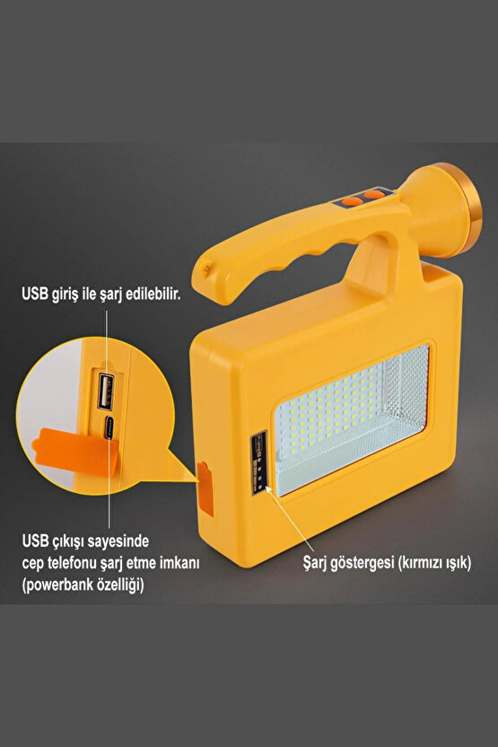 80 LED Beyaz Işık  Kırmızı ve Mavi Işık El Feneri Yüksek Güçlü Kamp Balıkçı Acil Durum İkaz Lambası