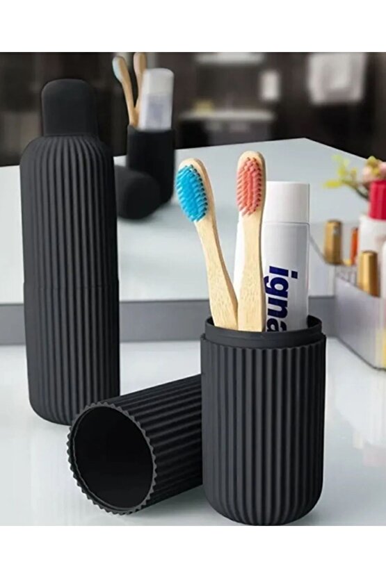 Siyah Gri Beyaz Renklerde 3 Adet Diş Fırçası Diş Macunu Saklama Kutusu Saklama Kabı Organizer