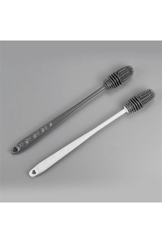 Silikon Kaliteli Yeni Nesil Uzun Saplı Şişe Bardak Kavanoz Matara Biberon Emzik Yıkama Fırçası 1 Ad