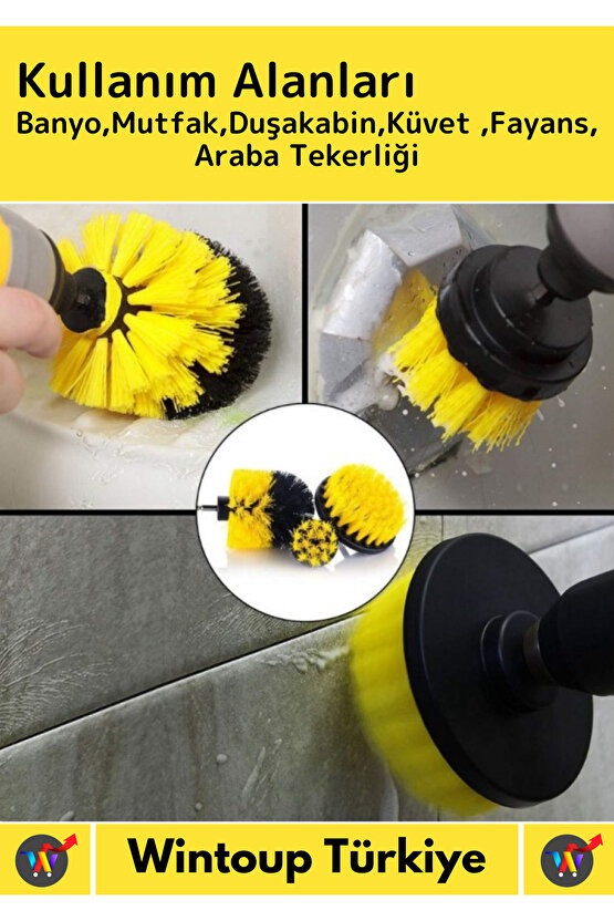 Çok Fonksiyonlu Banyo Temizleme Fırçası ve Matkap Ucu Seti 3lü