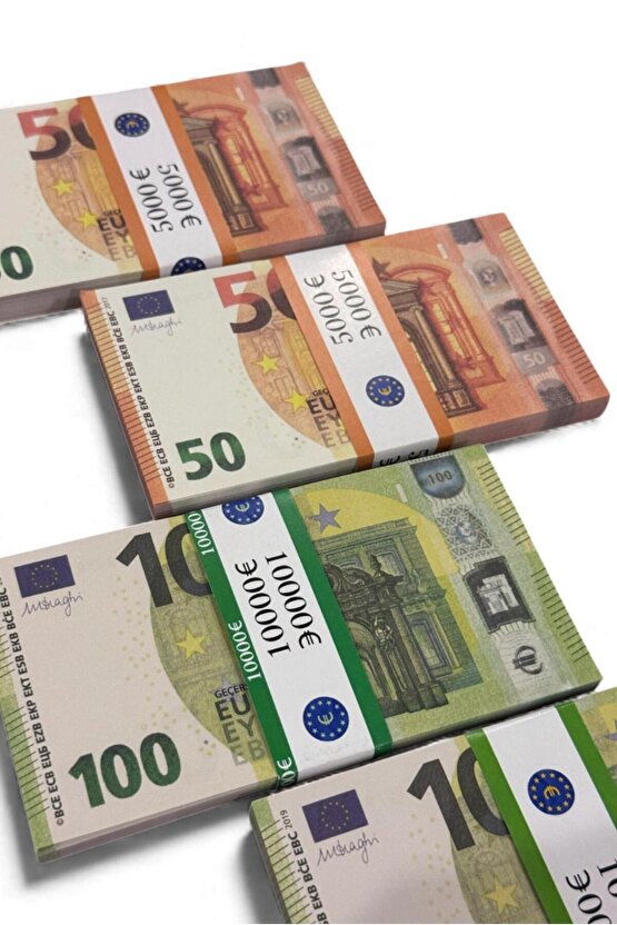 2 Deste 50 € + 2 Deste 100 € 4 lü Euro Seti – Düğün, Kına, Parti, Film ve Film İçin Şaka Parası