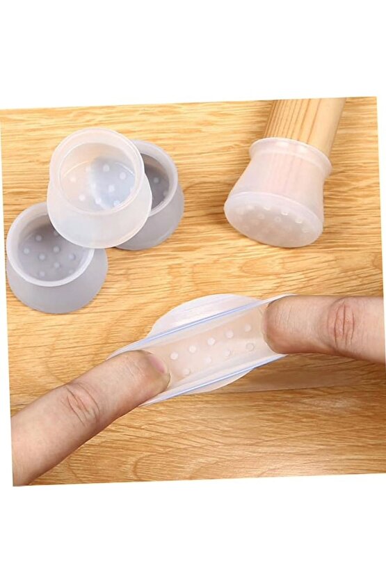 24 Adet Masa ve Sandalye Ayak Koruyucu Beyaz Silikon Sessiz Tip Zemin Koruyucu