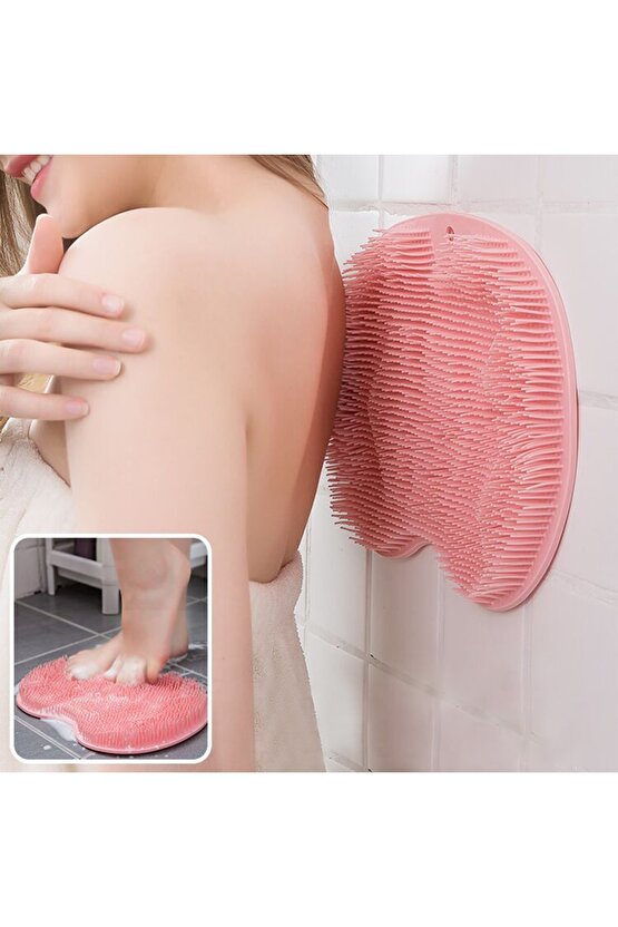 Pratik Silikon Vantuzlu Banyo Fırçası Masaj Pedi Sırt Ayak Kesesi Yıkama Aleti | Sırt Lifi Ayak Matı