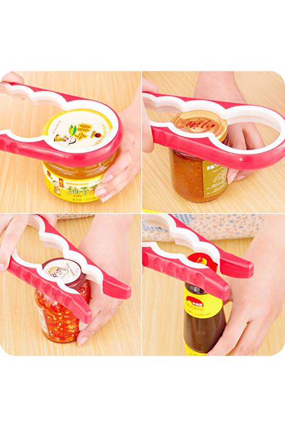 Konserve Kavanoz Şişe Açacağı Kavanoz Kapağı Açma Aparatı 4 Boy Soslar ve Plastik Şişeler İçin Açıcı