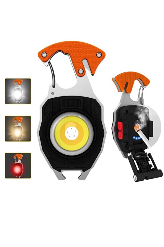 ÇOK AMAÇLI KAMP YARDIMCISI, FENER, TORNAVİDA, DÜDÜK, ATEŞ YAKICI MIKNATISLI ANAHTARLIK