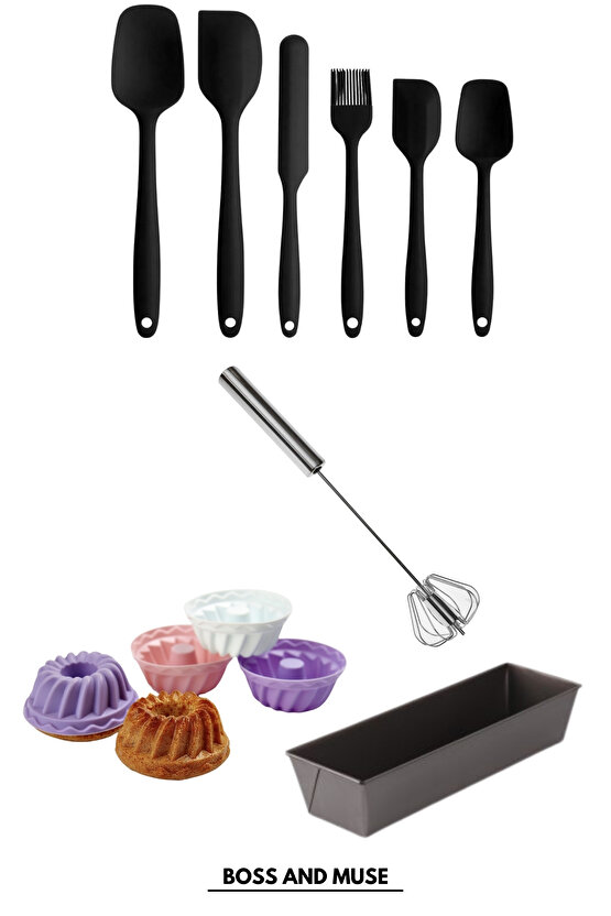 9 Parça Silikon Kek Kalıbı Metal Kek Kalıbı Silikon Spatula Metal Çırpıcı