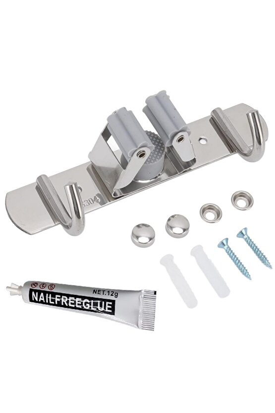 Mop Bez Havlı Askısı Duvara Monte – Paslanmaz Çelik Temizlik Aparatı Askılığı 304 Çelik