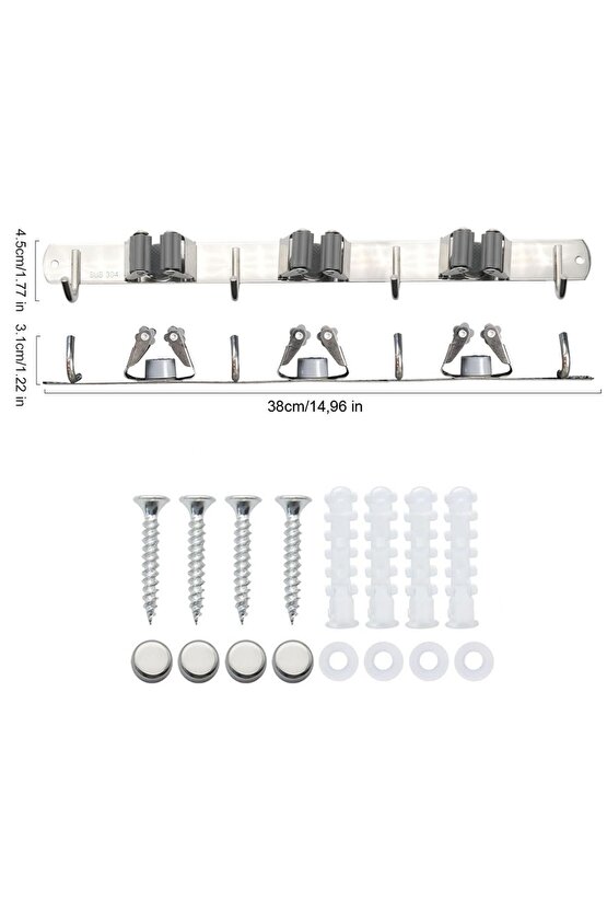 Paslanmaz Çelik Mop Askısı | Duvara Monte Mop ve Bez Tutucu 304 Çelik