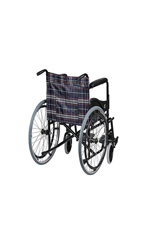 Katlanabilir Refakatçi Frenli Ekose Manuel Tekerlekli Sandalye
