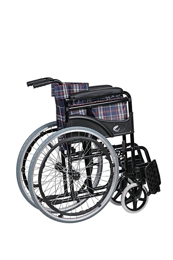 Katlanabilir Refakatçi Frenli Ekose Manuel Tekerlekli Sandalye