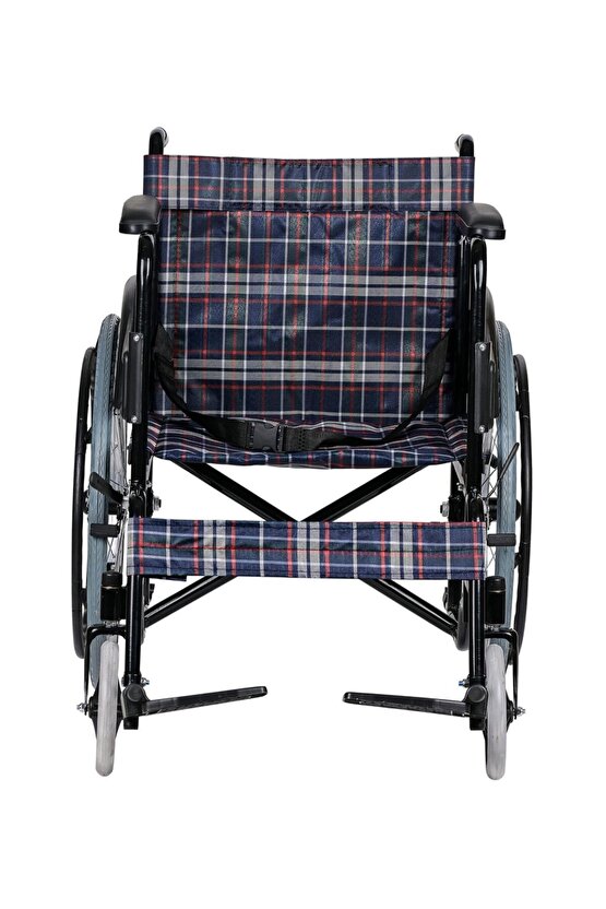 Katlanabilir Refakatçi Frenli Ekose Manuel Tekerlekli Sandalye