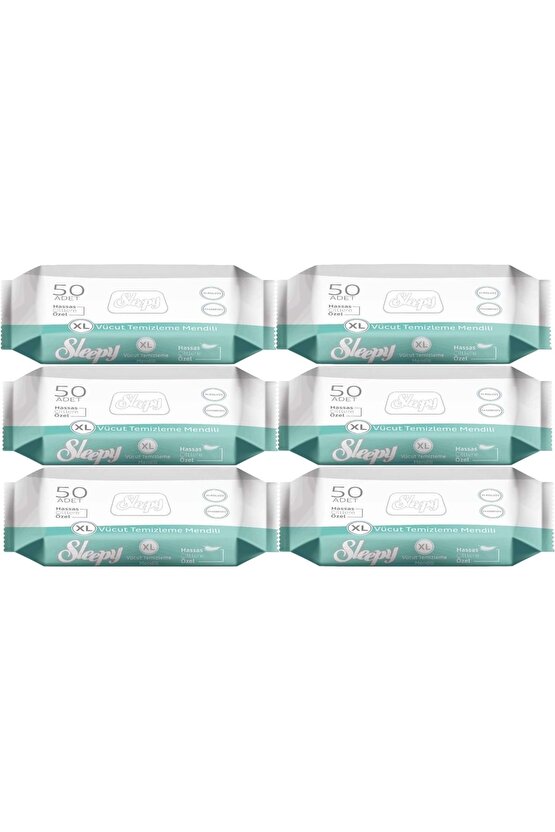 Hasta Vücut Temizleme Islak Mendil Havlu 50 Yaprak XL (6 Lı Set)
